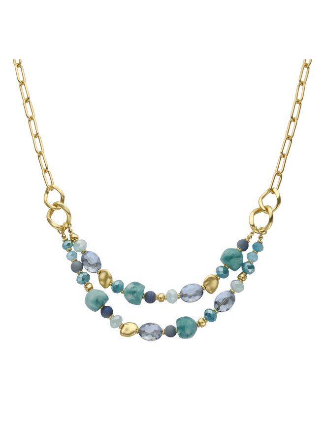 Ketting Posh Pieces  Blauw-Goud-Biba