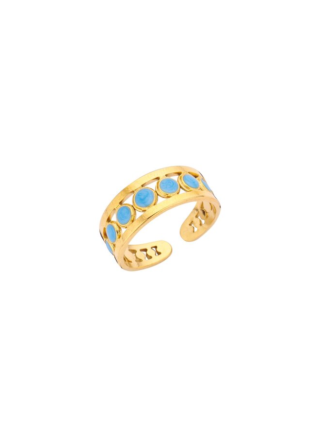 Ring Colorful Joy Blauw-verstelbaar - Biba