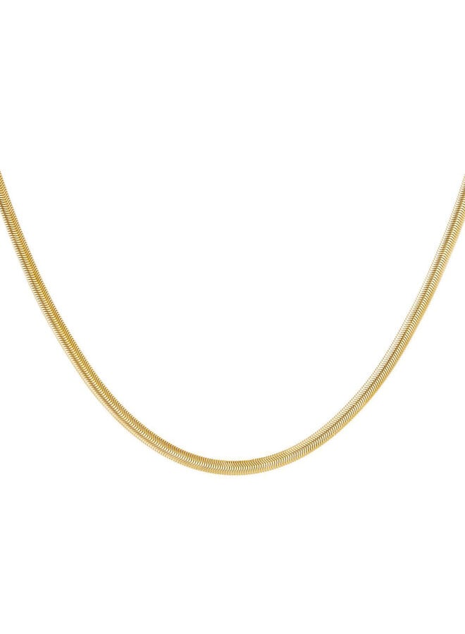 Platte schakelketting Goud Stainless Steel