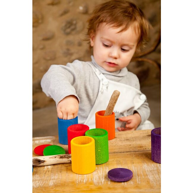 Grapat Set van 6 houten cups met deksel