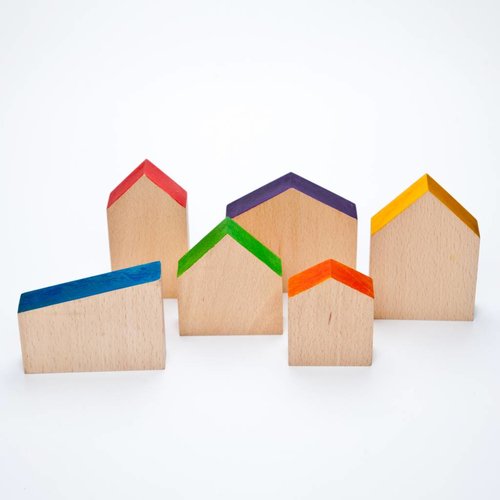 Grapat Grapat Set van 6 houten huisjes Grapat Grapat Set van 6 houten huisjes