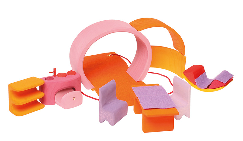 deAO Kinderen 2-in-1 Roze Draagbaar Poppenhuis Spel Set met Licht en Muziek Functies, Accessoires, Draagkoffer en Poppen - Geweldig Geschenk voor Kinderen