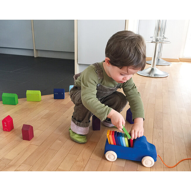 Grimms Houten Vrachtwagen met gekleurde blokken