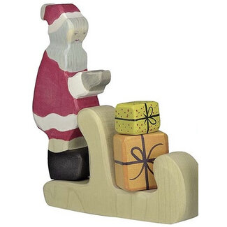 Holztiger Holztiger Kerstset kerstman, arreslee en cadeautjes