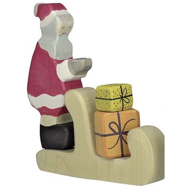 Holztiger Kerstset kerstman, arreslee en  cadeautjes