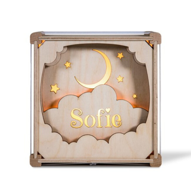 Houten lamp met eigen naam - In de Wolken