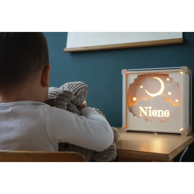Houten lamp met eigen naam - In de Wolken