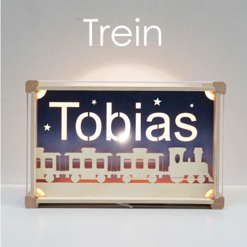 Houtlokael Naamlamp DeLuxe Trein Houtlokael Naamlamp DeLuxe Trein