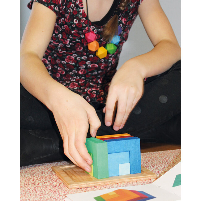 Grimms Bouwset Vierkant klein inclusief boek met  voorbeelden!