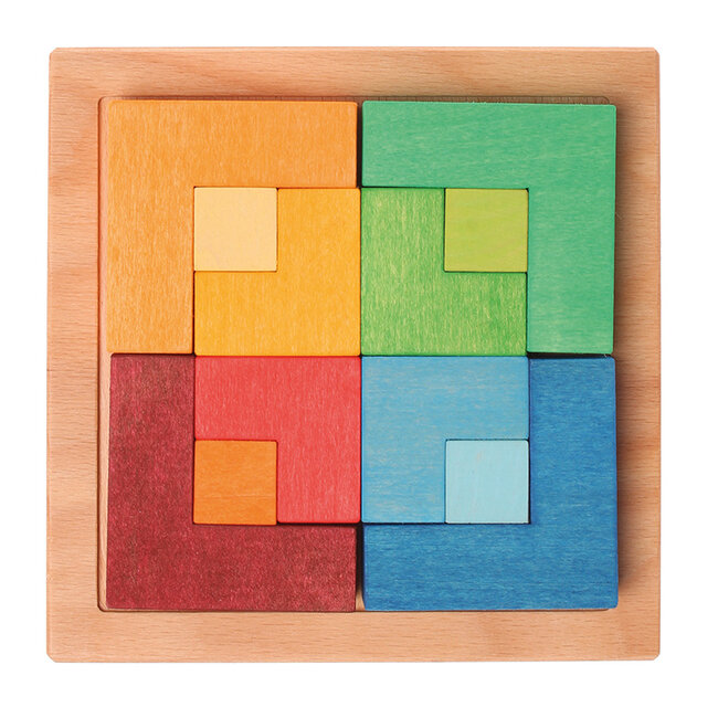 Grimms Bouwset Vierkant klein inclusief boek met  voorbeelden!