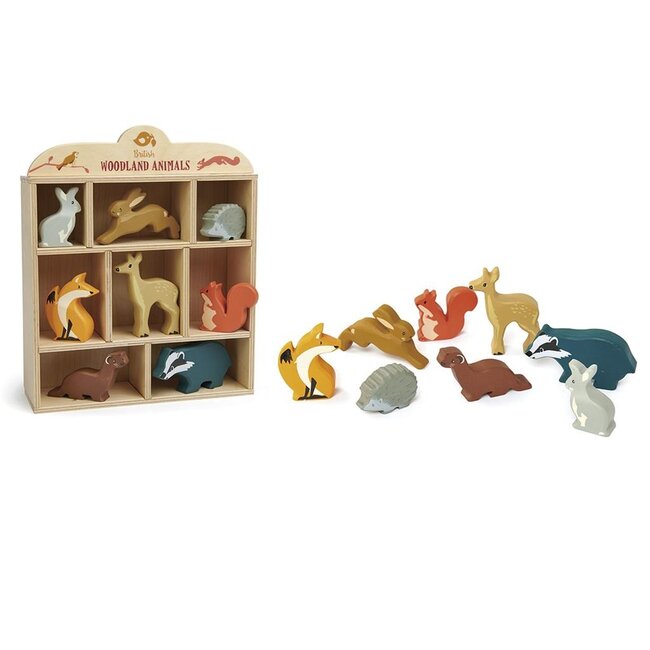 Tender Leaf Toys Set Bosdieren in houten letterbak