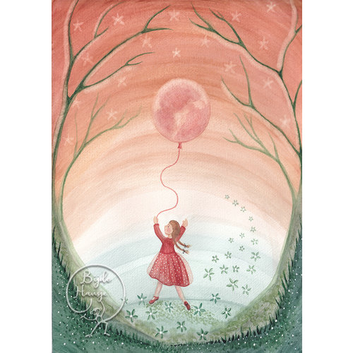 Bijdehansje Kaartjes Bijdehansje Meisje met de maan ballon Bijdehansje Kaartjes Bijdehansje Meisje met de maan ballon