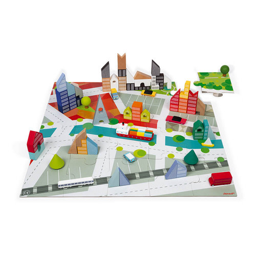 Janod Janod Blokkenpuzzel - De Stad Janod Janod Blokkenpuzzel - De Stad
