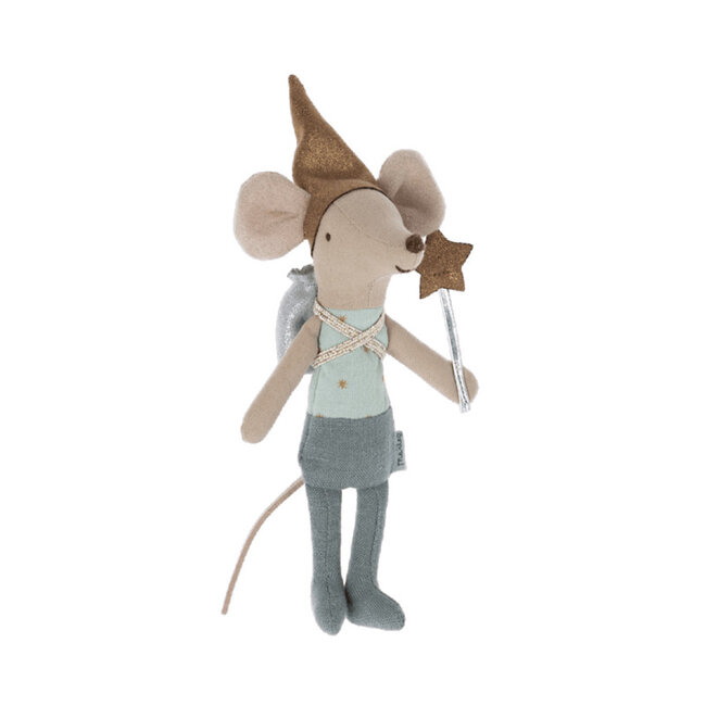 Maileg Tandenfee Muis blauw met metalen tandendoosje