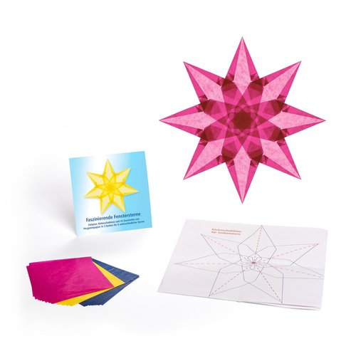 Papieren ster vouwen Fascinerende Raamsterren vouwen - Blauw, Geel, Magenta Papieren ster vouwen Fascinerende Raamsterren vouwen - Blauw, Geel, Magenta