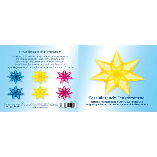 Fascinerende Raamsterren vouwen - Blauw, Geel, Magenta