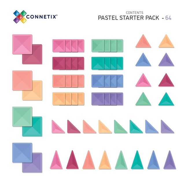 Connetix - Pastel Starter Pack 64 stuks