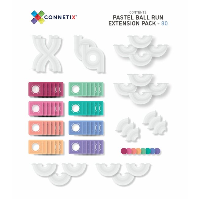 Connetix - Pastel Ball Run Expansion Pack 80 stuks