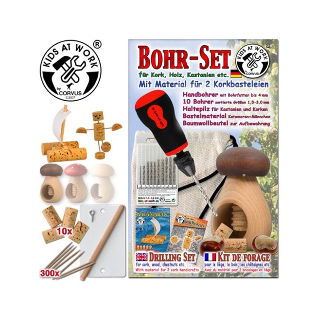 Kids at work Borenset voor oa kastanjes, kurk, hout