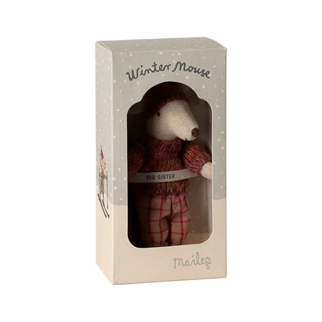 Maileg Winter Muis met Ski set - Grote Zus - rose