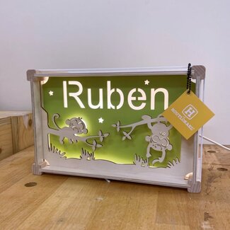 Houtlokael Naamlamp DeLuxe Aapjes