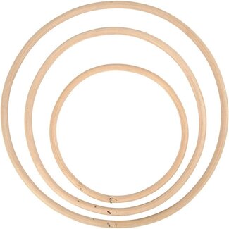 Hout & Plezier Houten Bamboe ringen - 3 stuks