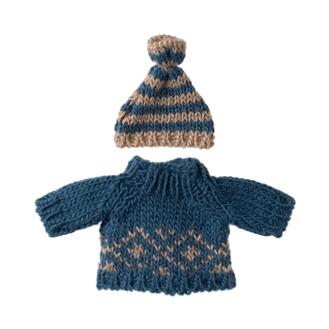 Maileg gebreide trui en muts, vader muis