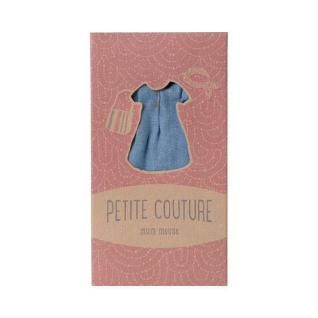 Maileg jurk, tas en haarband Denim - moeder muis