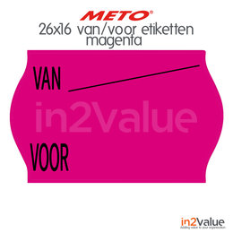 METO Meto DA Etiketten Magenta 26x16mm: Van/Voor (18x1200 stuks)