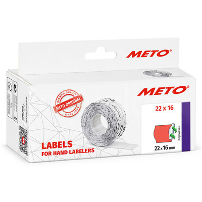 METO Meto Basic étiquettes rouge fluorescent 22x16mm adhésif non permanent (6x1000 pcs)