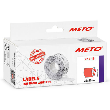 METO Meto Basic étiquettes rouge fluorescent 22x16mm adhésif permament (6x1000 pcs)
