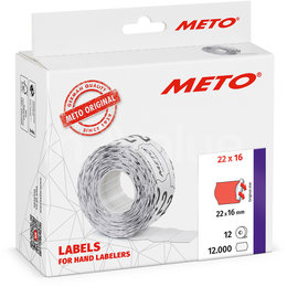 METO Meto Basic etiketten fluor rood 22x16mm permanente lijmlaag (12x1000 stuks)