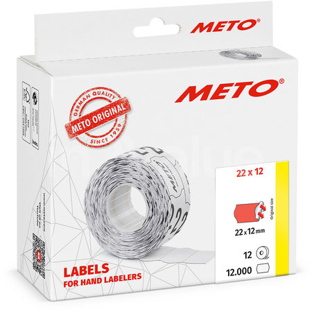 METO Meto Basic étiquettes rouge fluorescent 22x12mm adhésif permanent (12x1000 pcs)
