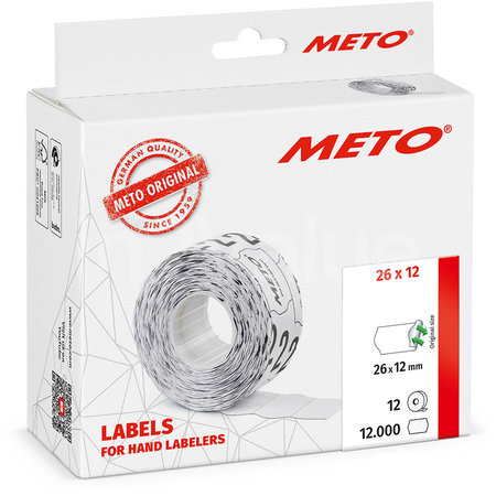 METO Meto Classic etiketten wit 26x12mm afneembare lijmlaag (12x1000 stuks)