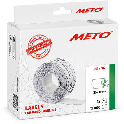 METO Meto Classic etiketten wit 26x16mm afneembare lijmlaag (12x1000 stuks)