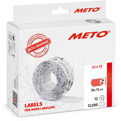 METO Meto Classic etiketten fluor rood 26x12mm permanente lijmlaag (12x1000 stuks)