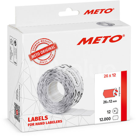 METO ﻿Meto Classic étiquettes rouge fluorescent 26x12mm adhésif permanent (12x1000 pcs)