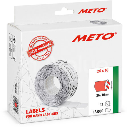METO Meto Classic etiketten fluor rood 26x16mm permanente lijmlaag (12x1000 stuks)