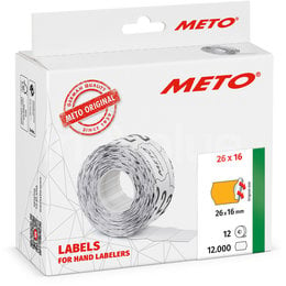 METO Meto Classic etiketten fluor oranje 26x16mm permanente lijmlaag(12x1000stuks)