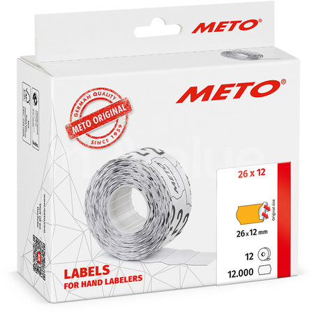 METO Meto Classic étiquettes orange fluorescent 26x12mm adhésif permanent (12x1000pcs)