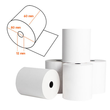 In2Value 60 rouleaux de caisse enregistreuse thermique 60x80x12mm, blanc