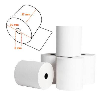 In2Value 50 rouleaux de caisse enregistreuse thermique 57x30x8mm, blanc