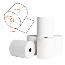In2Value 50 rouleaux de caisse enregistreuse thermique 57x47x12mm, blanc