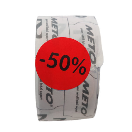 METO Étiquettes de réduction -50% (26mm, rond rouge fluorescent) 700pcs