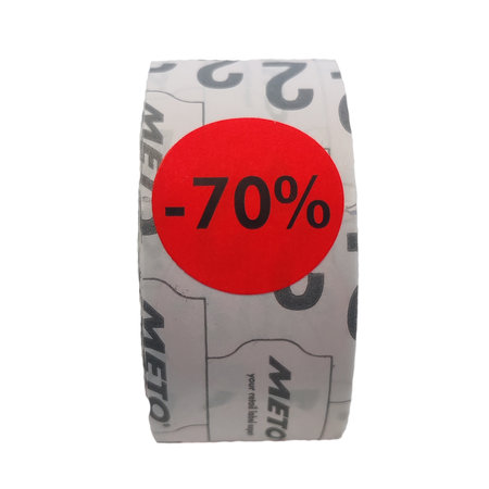METO Étiquettes de réduction -70% (26mm, rond rouge fluorescent) 700pcs
