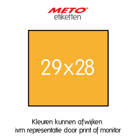 METO Meto Prijsetiketten fluor oranje 29x28mm (700 stuks, min 15 rol)