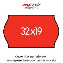 METO Meto Prijsetiketten fluor rood  32x19mm (1000 stuks, min 15 rol)