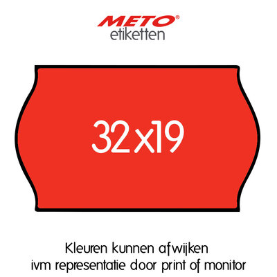 METO Meto Etiquettes de prix rouge fluorescent 32x19mm (1000 pcs, min 15 rlx)