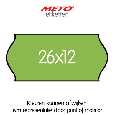 METO Meto Prijsetiketten fluor groen 26x12mm  (1500 stuks, min 18 rol)