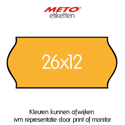 METO Meto Prijsetiketten fluor oranje 26x12mm  (1500 stuks, min 18 rol)